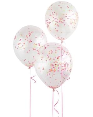 6 globos de látex con confeti neón