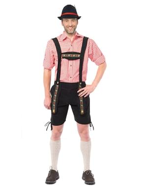 Tyrolsk kostyme kort svart lederhosen