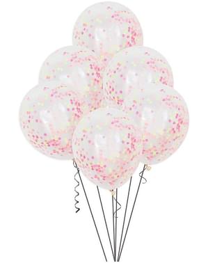 6 Latex Ballonnen met Neon Confetti