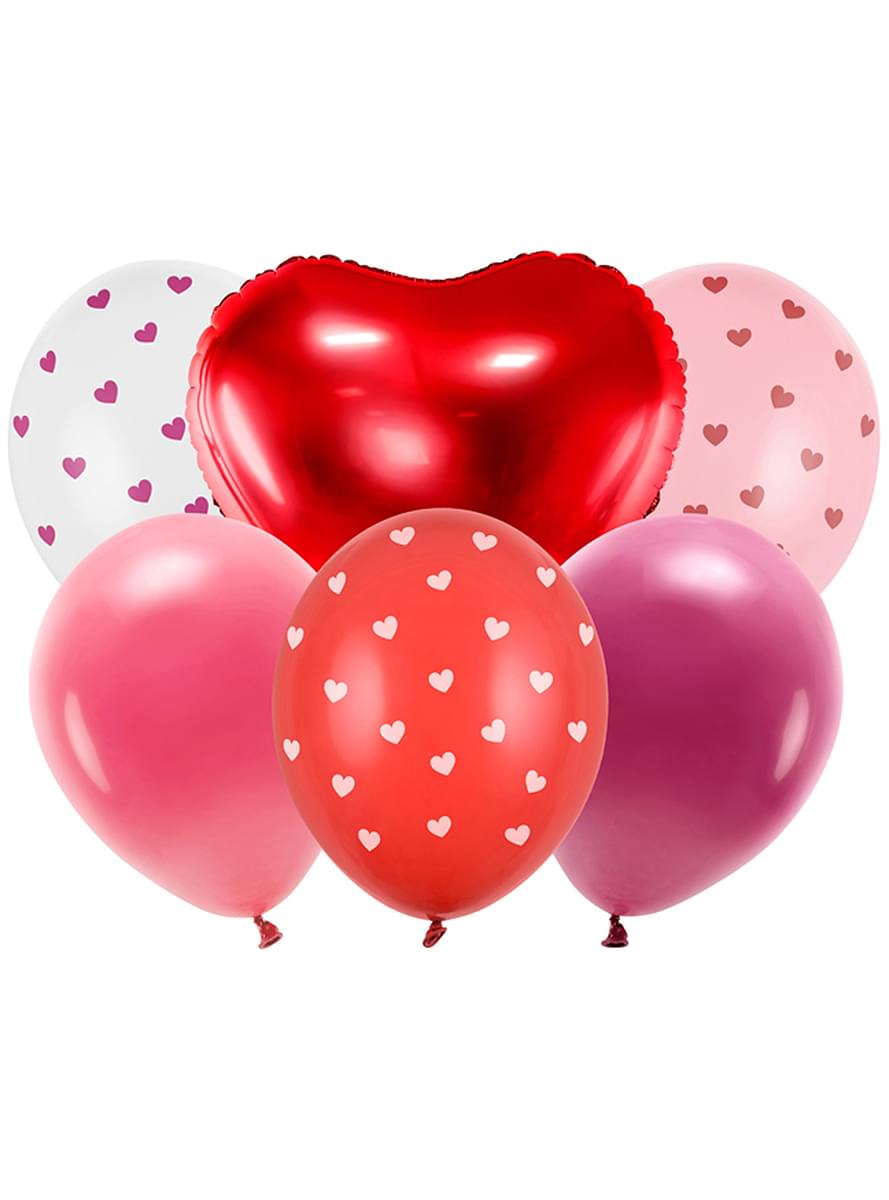 6 balonov v obliki srca za Valentinovo