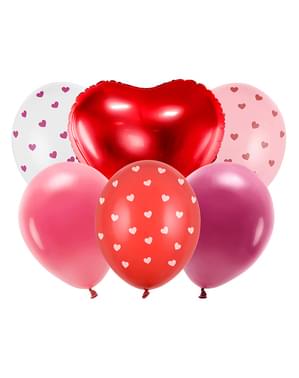 6 Valentines Heart Balloons