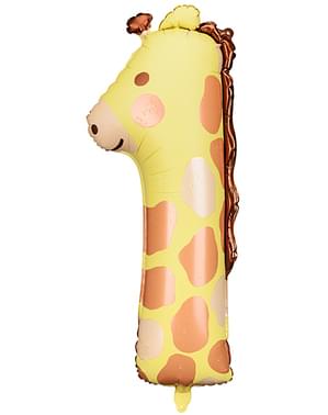 Fóliový balónek žirafa číslo „1“