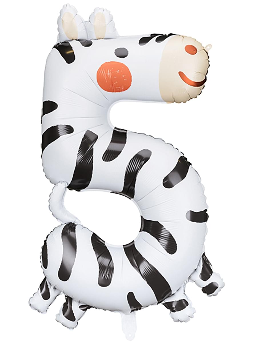 Fóliový balónek zebra číslo „5“