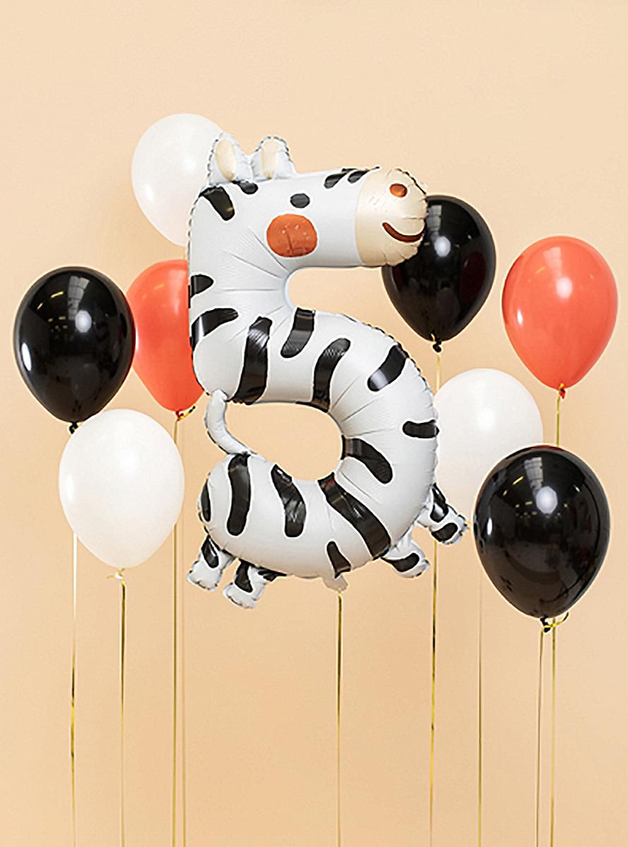 Number “5” Zebra Foil Balloon