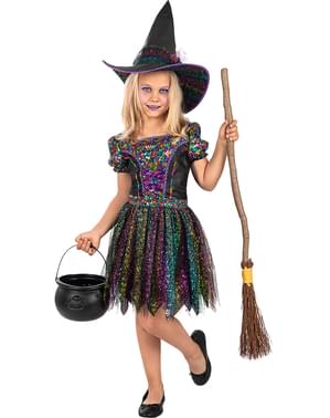 Costume da strega glitterata per bambina