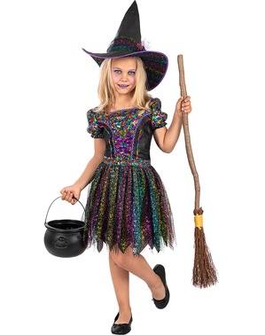 Hexen Kostüm glitzernd für Mädchen