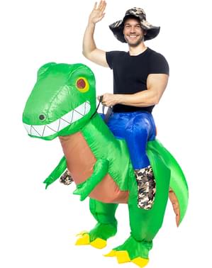 Disfraz a hombros de dinosaurio explorador hinchable para adulto