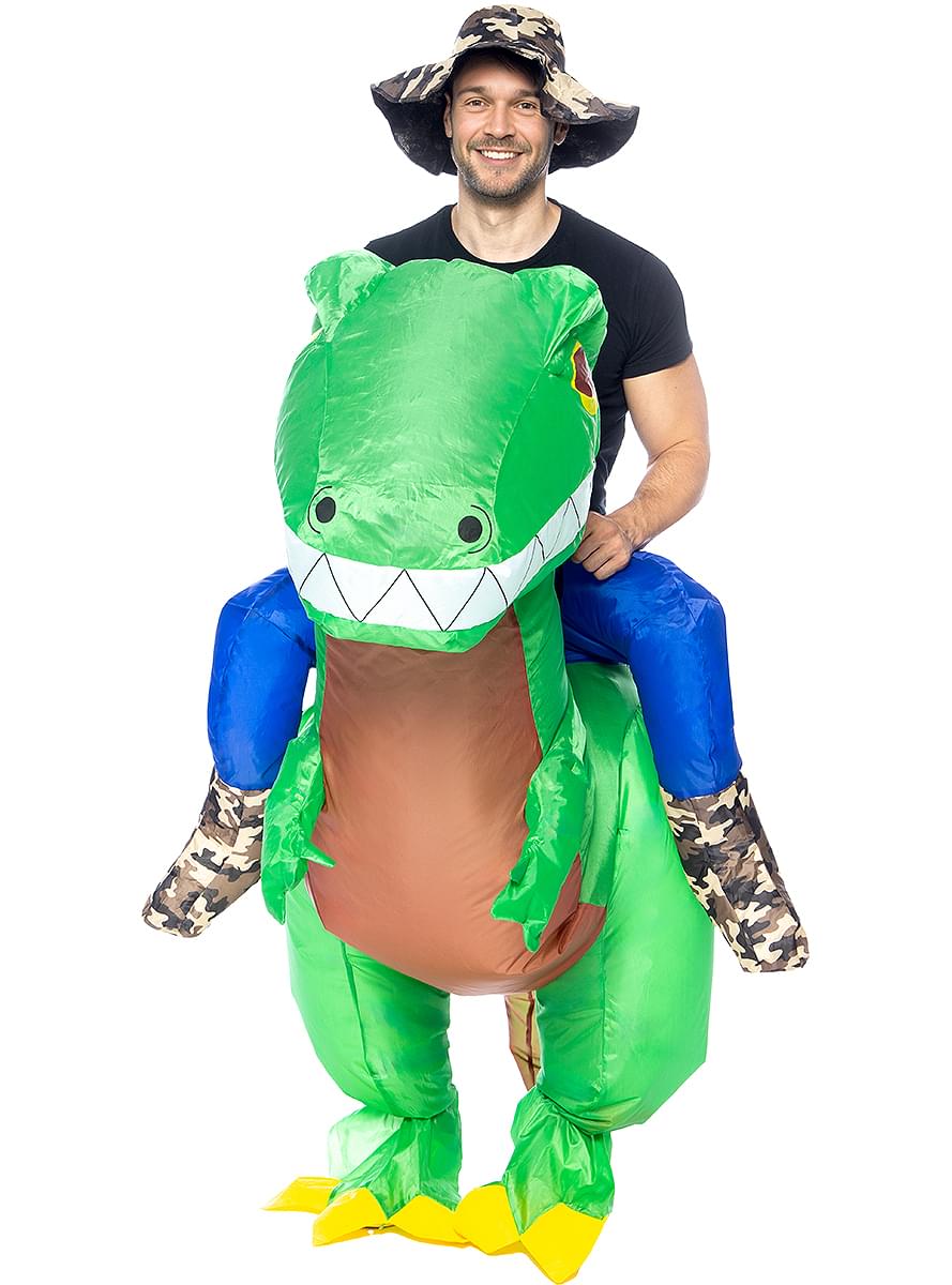 Inflatable Dinosaur Explorer Piggyback Costume for Adults