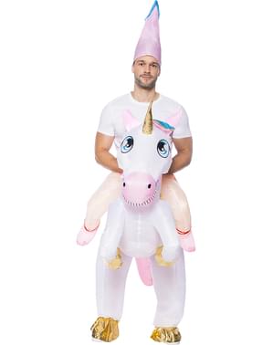 Costume ride-on da unicorno con spalle per adulto