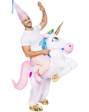 Costume ride-on da unicorno con spalle per adulto