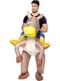 Disfraz a hombros de vaquero con caballo hinchable para adulto