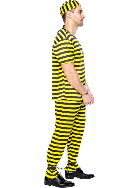 Carcerato Costume Uomo Detenuto Prigioniero Vestito Carnevale Uomo