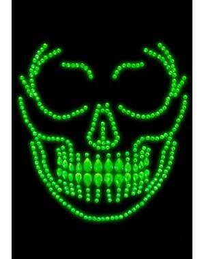 Skeleti näo ehted, mis helendavad pimedas