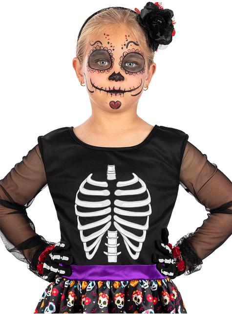 Amscan Costume Da Scheletro Floreale Per Bambina - Tuta Con Stampa E Fascia, Età 3-6 Mesi, Ideale Per Halloween