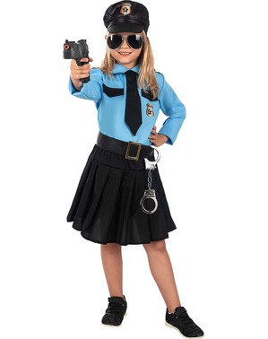 Policaj kostum za deklice v modri barvi