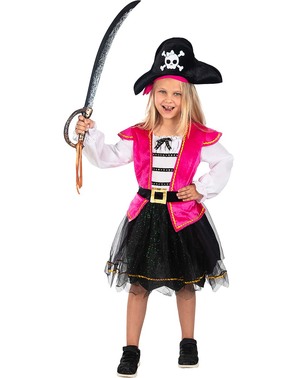 Pirat kostum v roza barvi za deklice