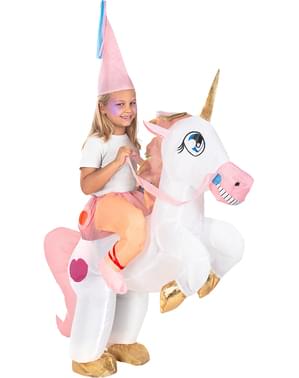 Disfraz a hombros de unicornio hinchable para niños