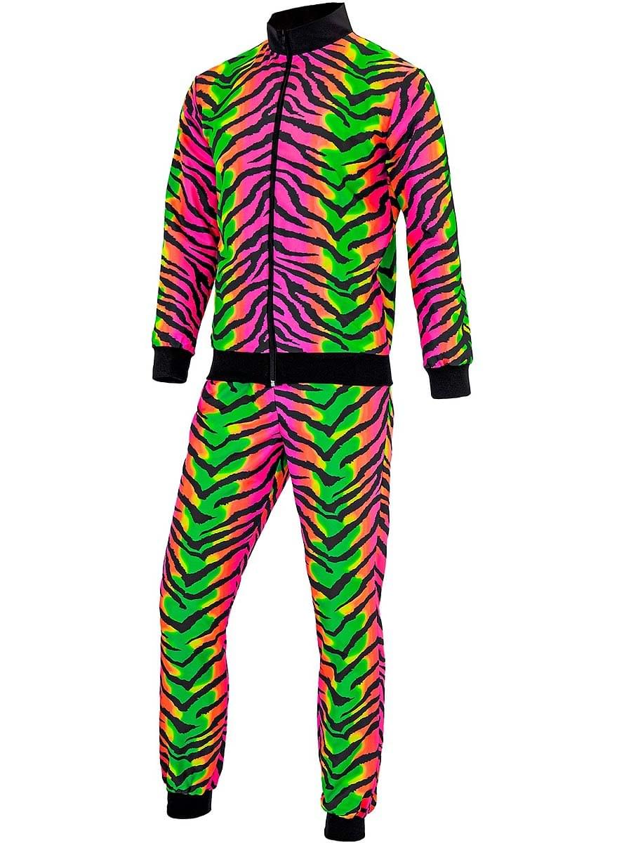80's Dierenprint Fluorescerend Trainingspak Kostuum voor Volwassenen