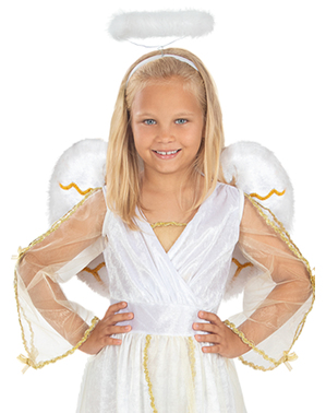 Ali d'angelo bianche e dorate per bambini