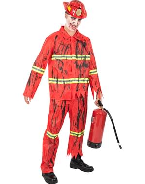 Maskeraddräkt brandman zombie för honom stor storlek