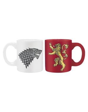 2 mini canecas de Stark e Lannister - Game of Thrones