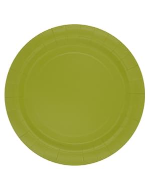 8 лайм зелени чинии (23 см) - плътни цветове