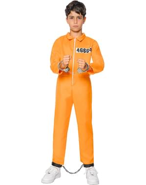 Disfraz de prisionero para adultos y niños, overol naranja de convicto para  cosplay, camisa y pantalón, disfraz para hombres y mujeres