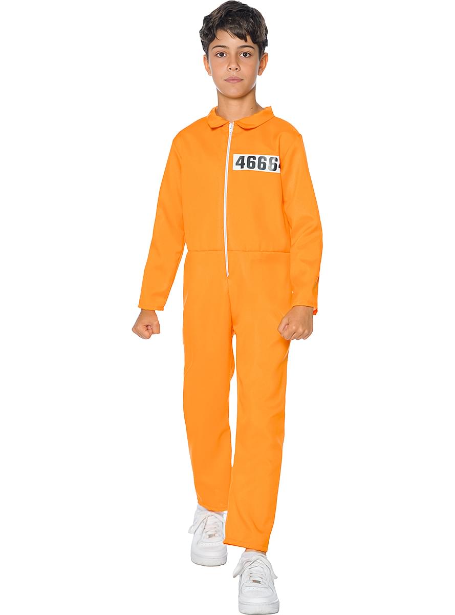 Sträfling Kostüm orange für Kinder