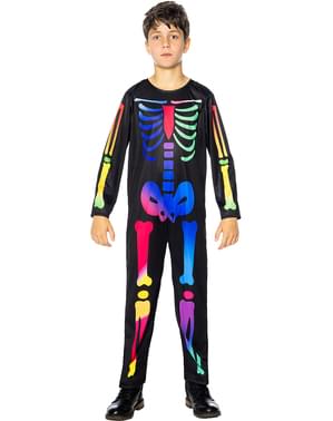 Disfraz de esqueleto colorido para niño