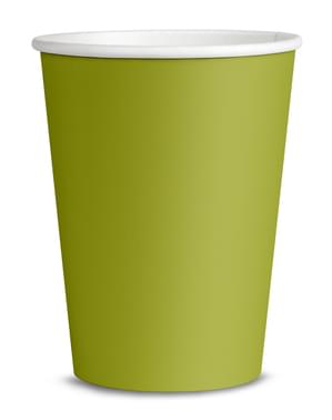 8 Lime Green Cups - Solid Colours