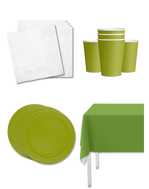 Kit de decorare a petrecerilor verde lime pentru 8 persoane - Culori simple