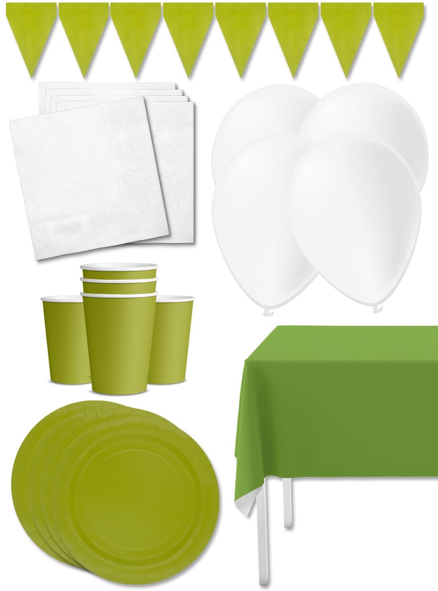 Premium Lime Green Party Decoration Kit for 8 People - Plain Colours