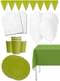 Premium lime green party decoration kit for 8 people - Solid colors