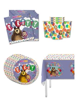 Kit decoração de aniversário Masha e o Urso para 8 pessoas