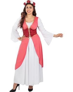 Blå middelalderlig prinsesse kostume til kvinder plusstørrelse