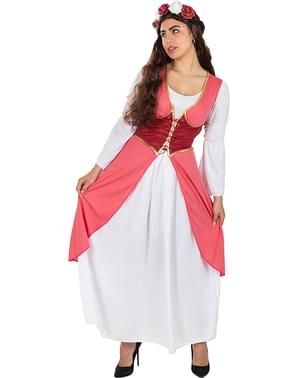 Costum de prințesă medievală cu flori pentru femei mărime mare