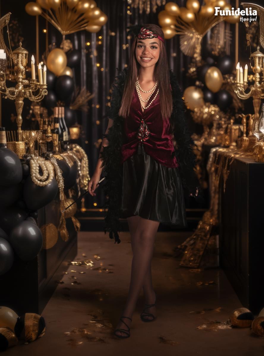 Žametni flapper kostum za ženske večje velikosti