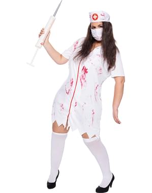 Zombie-Krankenschwester Kostüm für Damen in großer Größe