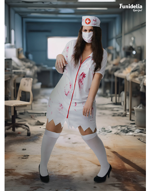 Fato de enfermeira zombie para mulher tamanho grande