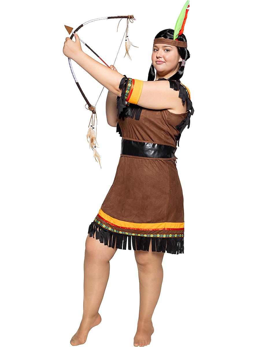 Ameriška domorodka delux kostum za ženske večje velikosti 