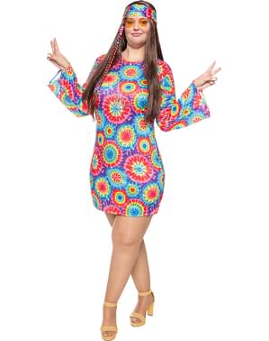 Costum hippie anilor 60 pentru femei, mărimi mari