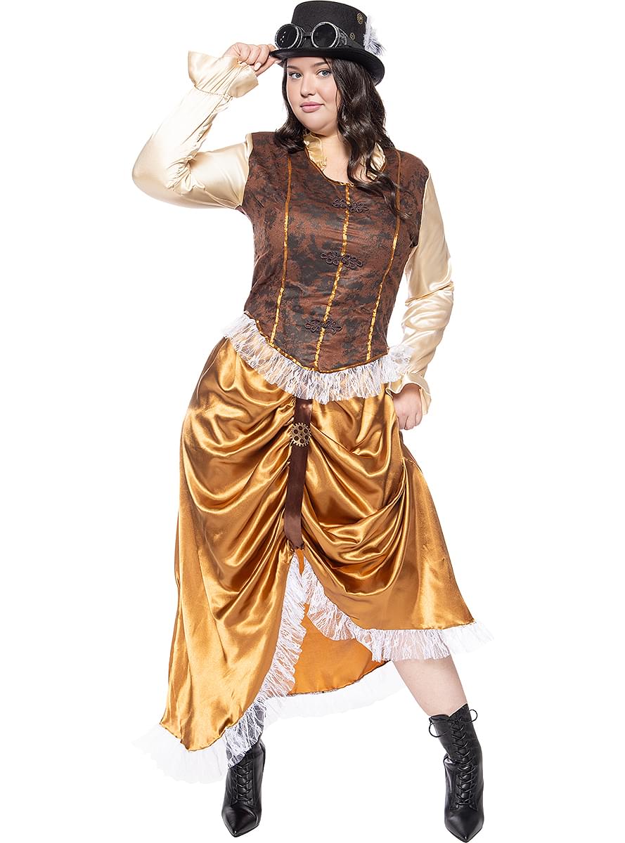 Maskeraddräkt Steampunk lång för henne stor storlek