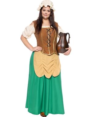 Keskiaikainen majatalonpitäjän puku naisille plus koko