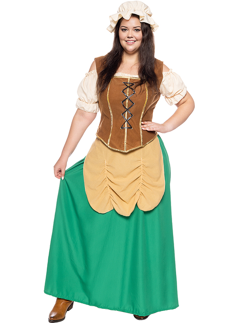 Disfraz de tabernera medieval para mujer talla grande