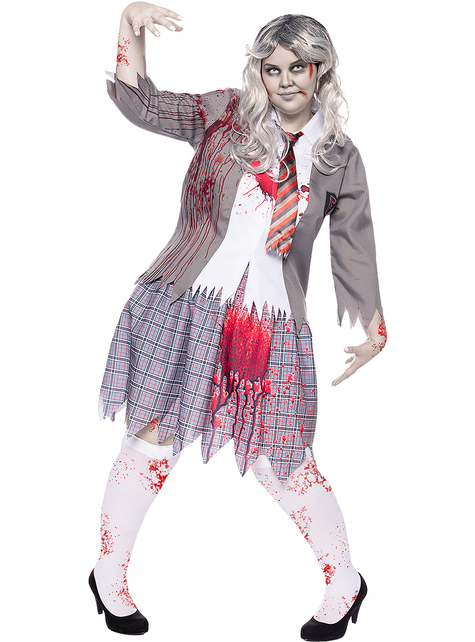 Disfraz de estudiante zombie para mujer talla grande
