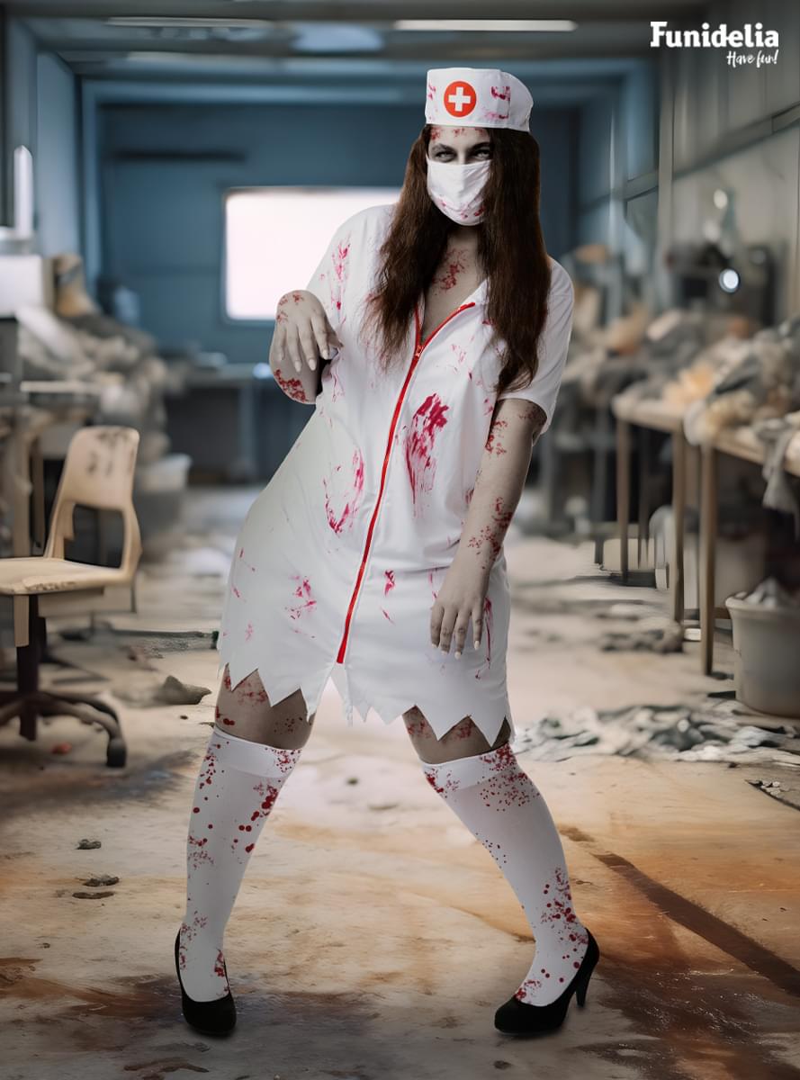 Zombių slaugytojos kostiumas moterims didelių dydžių