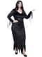 Costume Morticia Addams Pour Femme - Robe Gothique Longue Avec Perruque Noire Et Collier - Déguisement Halloween, Cosplay, Soirée à Thème - Taille S à XXL