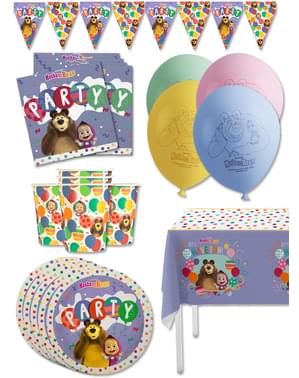 Premium Masha and the Bear Birthday Decoration Kit for 8 People