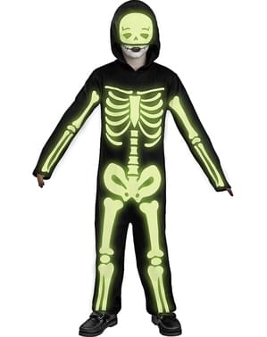 Costume da scheletro che si illumina al buio per bambino