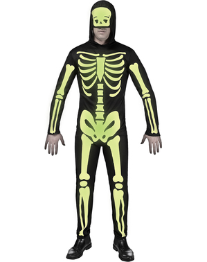 Lys i Mørke Skelet kostume til mænd Plusstørrelse